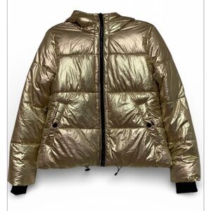 New W Tags American Eagle Outfitters Gold Metallic Puffer Jacket Small